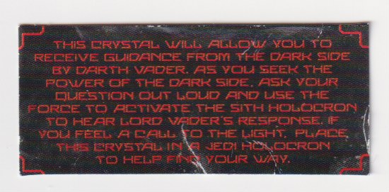 Mensagem do Force Guidance Kyber crystal do Darth Vader